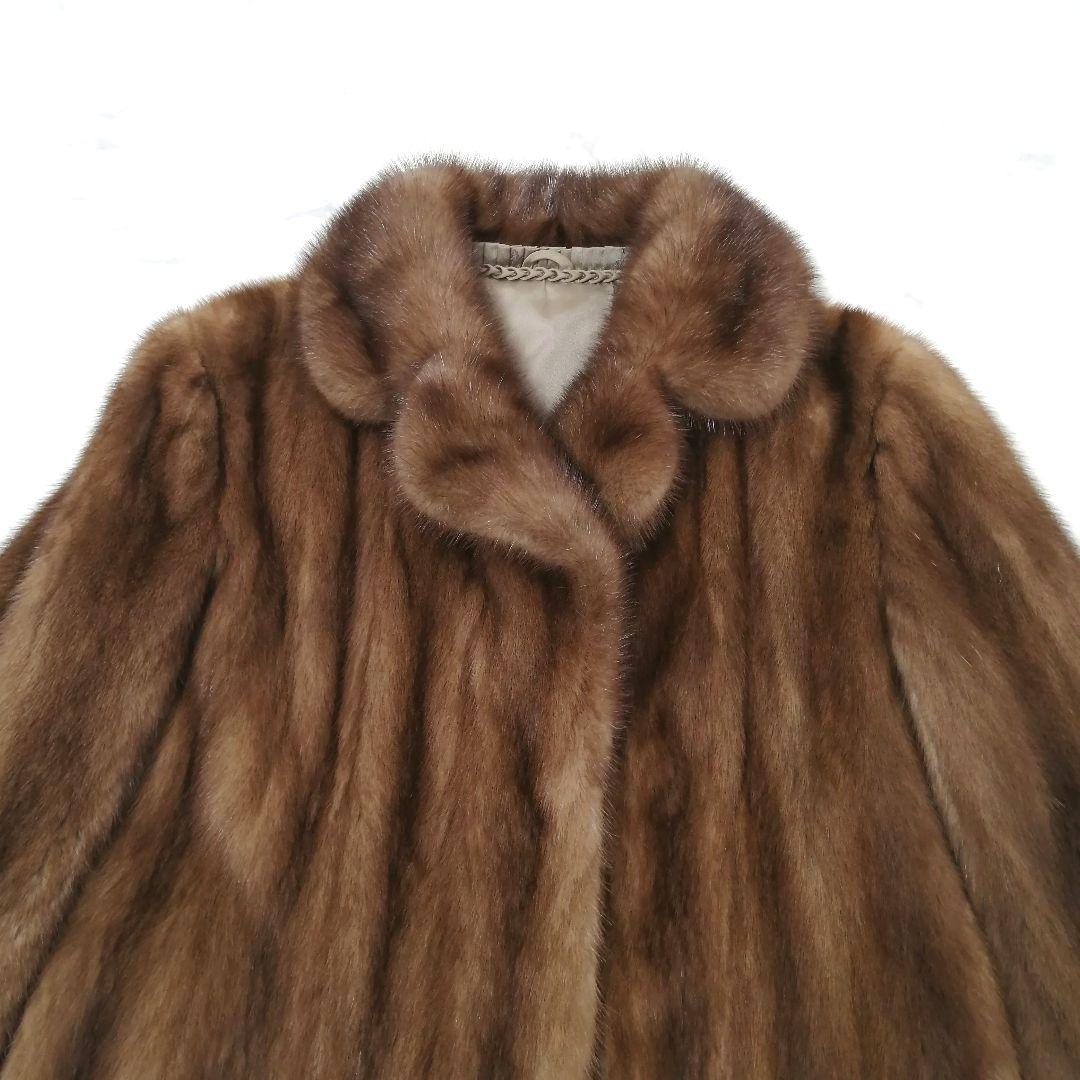 デミバフミンク　毛皮 コート　フレア　ゆったり　リアルファー　毛並み良好　高級