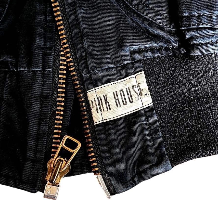 PINK HOUSE ロゴプリント 濃紺デニム ボンバージャケット 中綿入