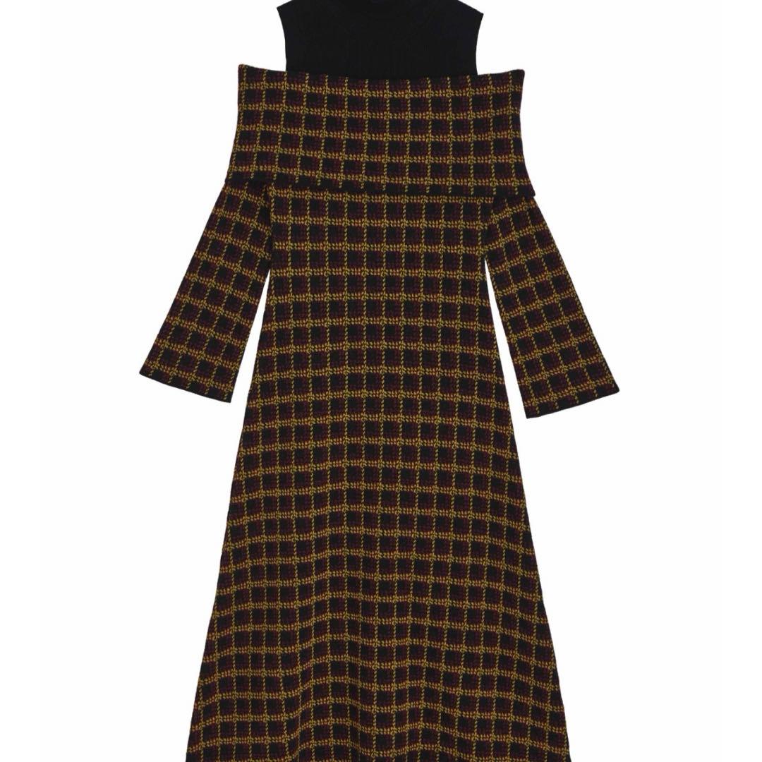 ワンピース AmeriVINTAGE UND OFF SHOULDER KNIT DRESS