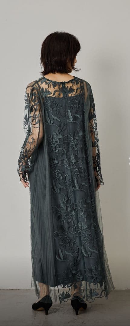 coffee★美品試着のみ★エスニックサイドプリーツドレス★ダークグリーン