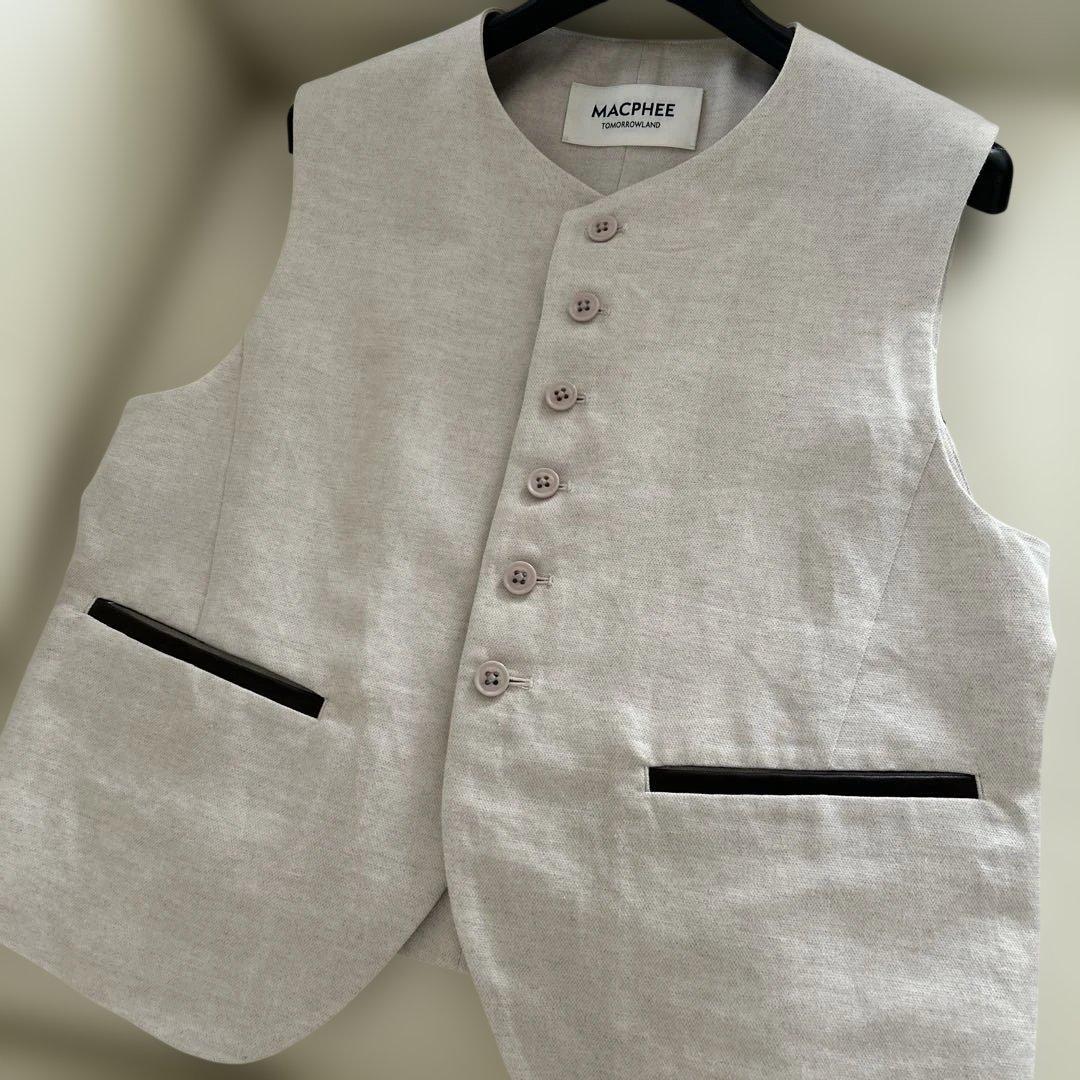MACPHEE タイニーヘリンボーン コンパクトジレ 36 トゥモローランド