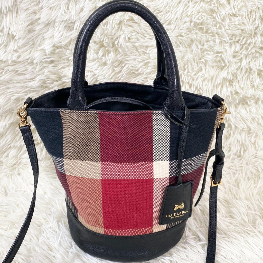 BLUE LABEL CRESTBRIDGE 巾着　ショルダーバッグ　チェック
