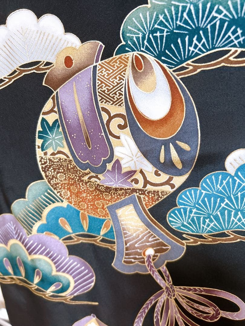 豪華刺繍入り♡産着　掛け着　熨斗目　兜　黒系