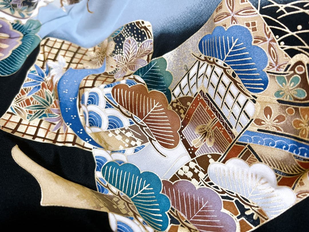 豪華刺繍入り♡産着　掛け着　熨斗目　兜　黒系