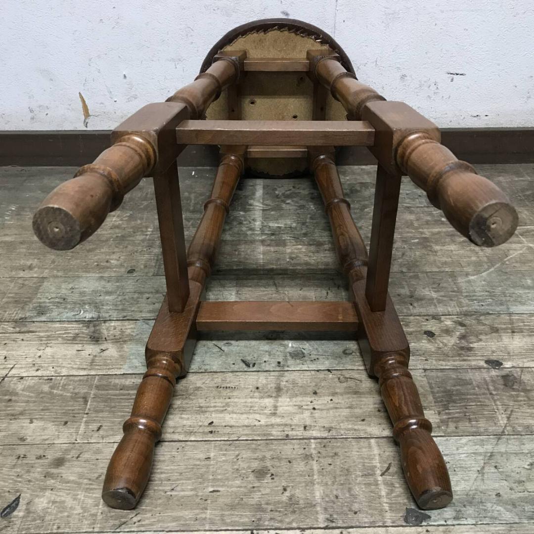 アンティーク スツール 椅子 レザー ハイチェア 2脚 丸椅子 いす イス