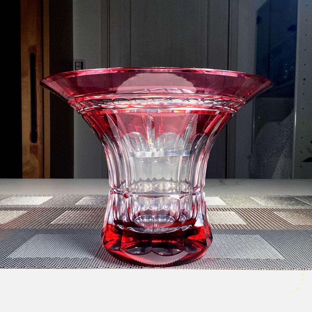 カガミクリスタル CINQ COULEUR 『ローズボール』　花瓶　大サイズ