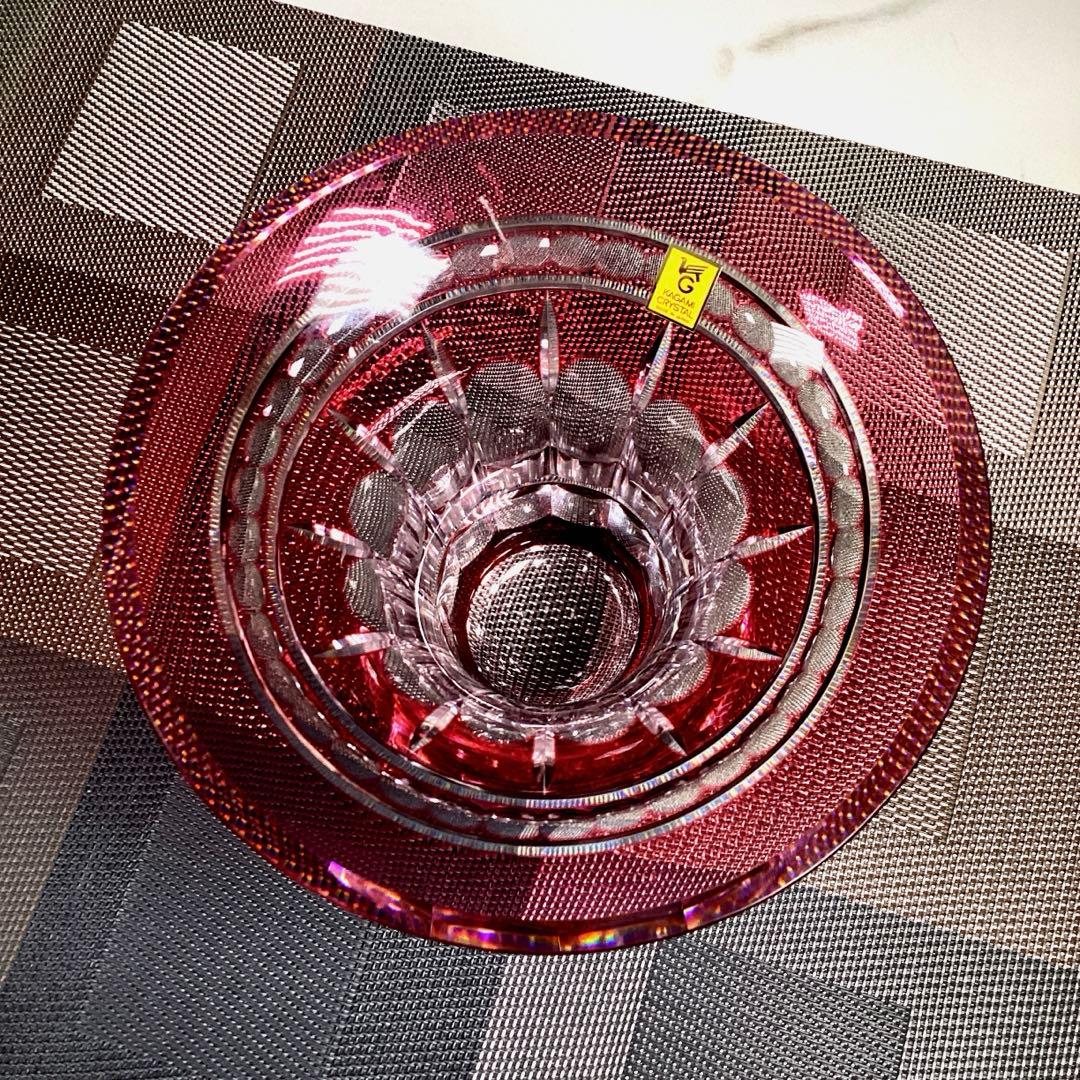 カガミクリスタル CINQ COULEUR 『ローズボール』　花瓶　大サイズ