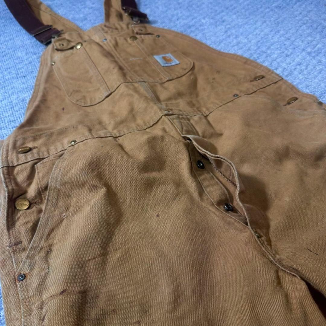 90s USA製 carhartt ダック ダブルニー オーバーオール ブラウン