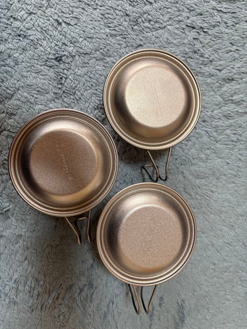 深型チタンシェラカップ蓋付き　3個　スノーピーク