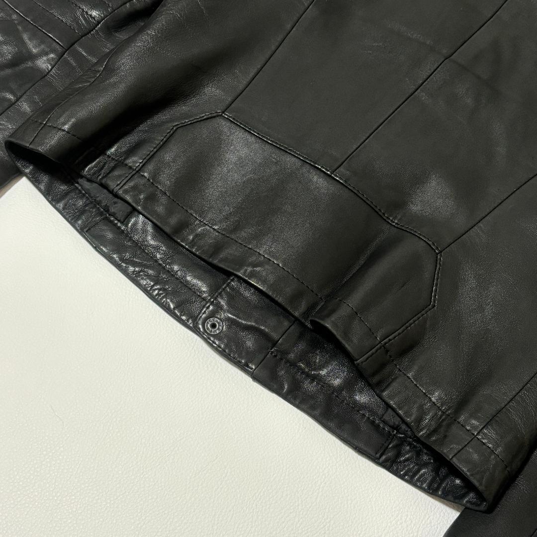 【希少】ポールスミス ライダースジャケット 羊革 ノーカラー L シングル