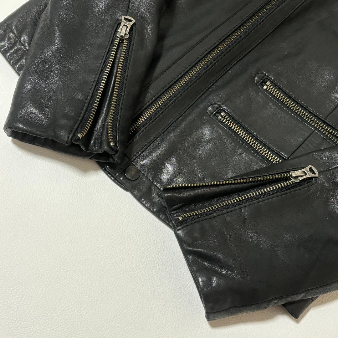 【希少】ポールスミス ライダースジャケット 羊革 ノーカラー L シングル