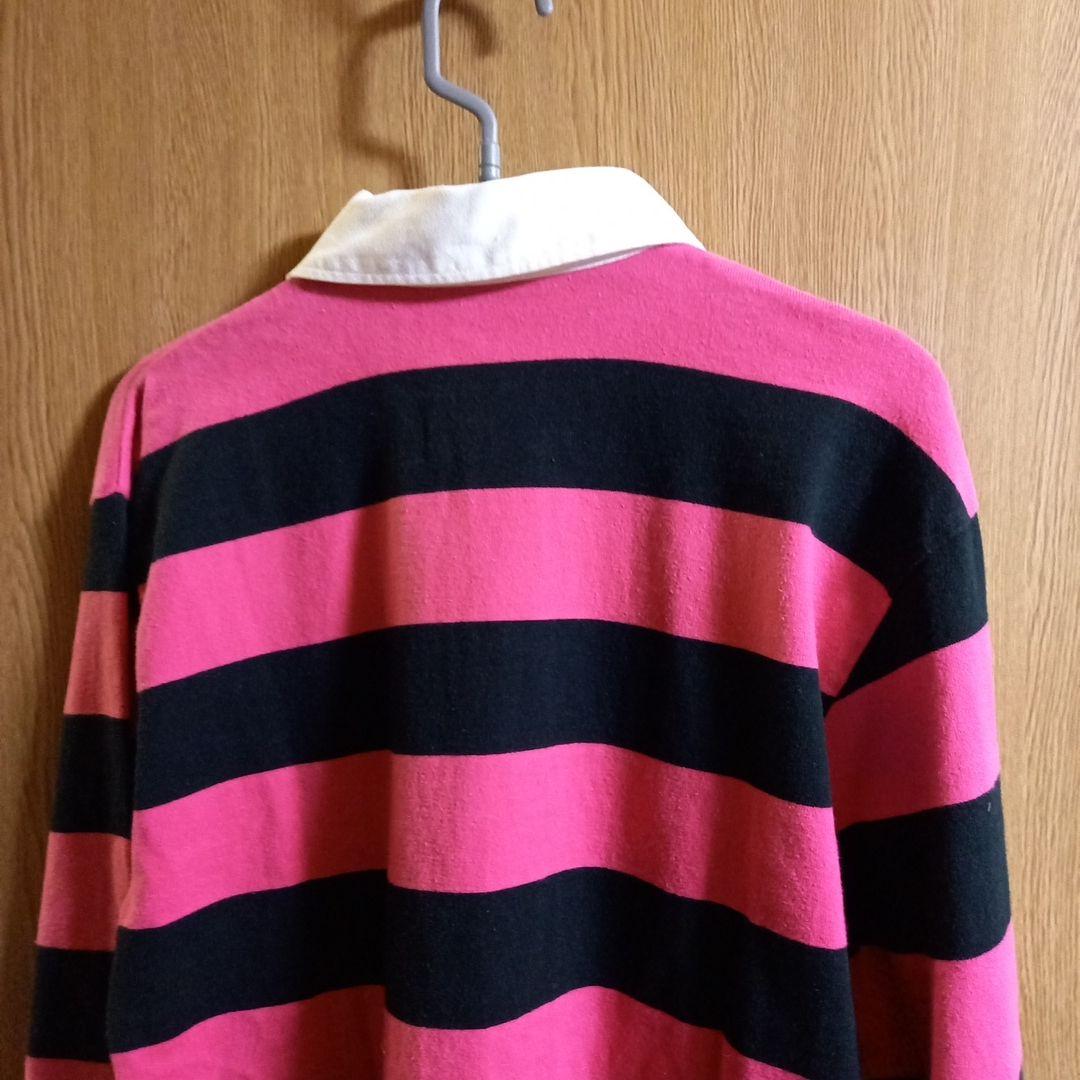 BABY MILOラガーシャツ M ピンクと黒のストライプ