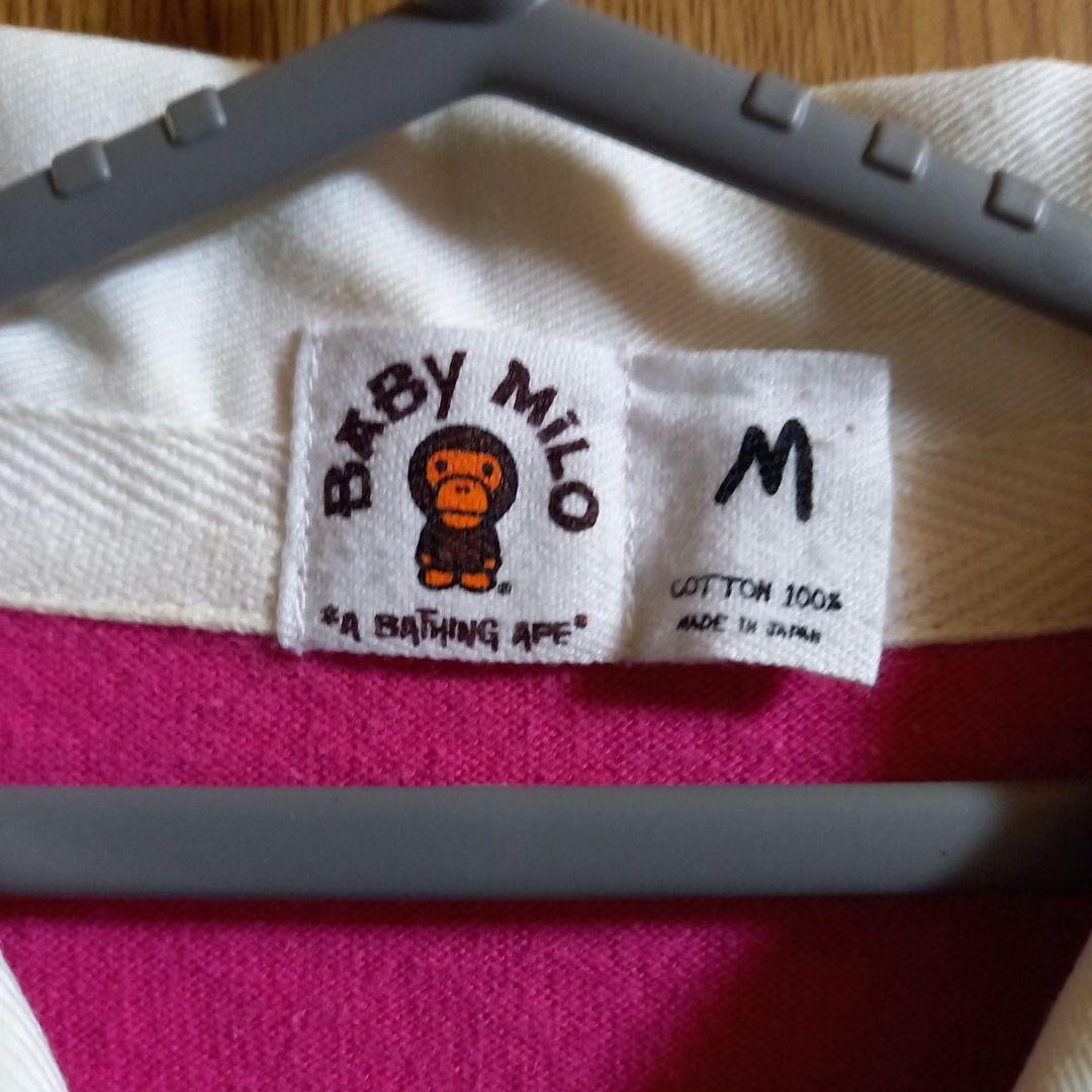 BABY MILOラガーシャツ M ピンクと黒のストライプ