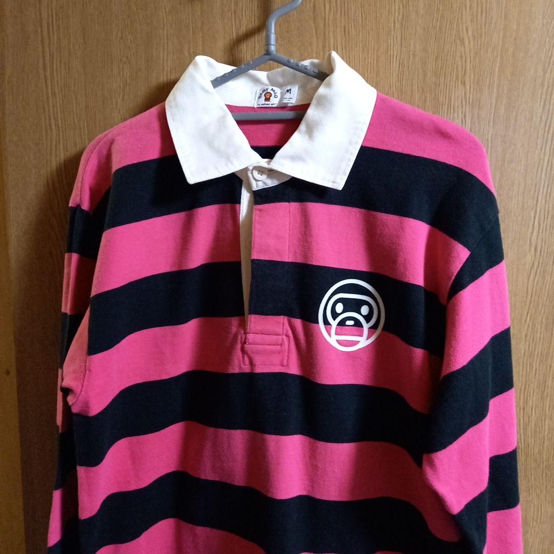 BABY MILOラガーシャツ M ピンクと黒のストライプ