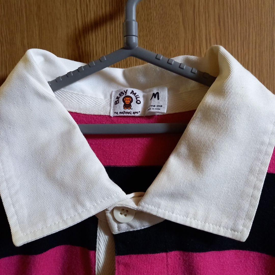 BABY MILOラガーシャツ M ピンクと黒のストライプ