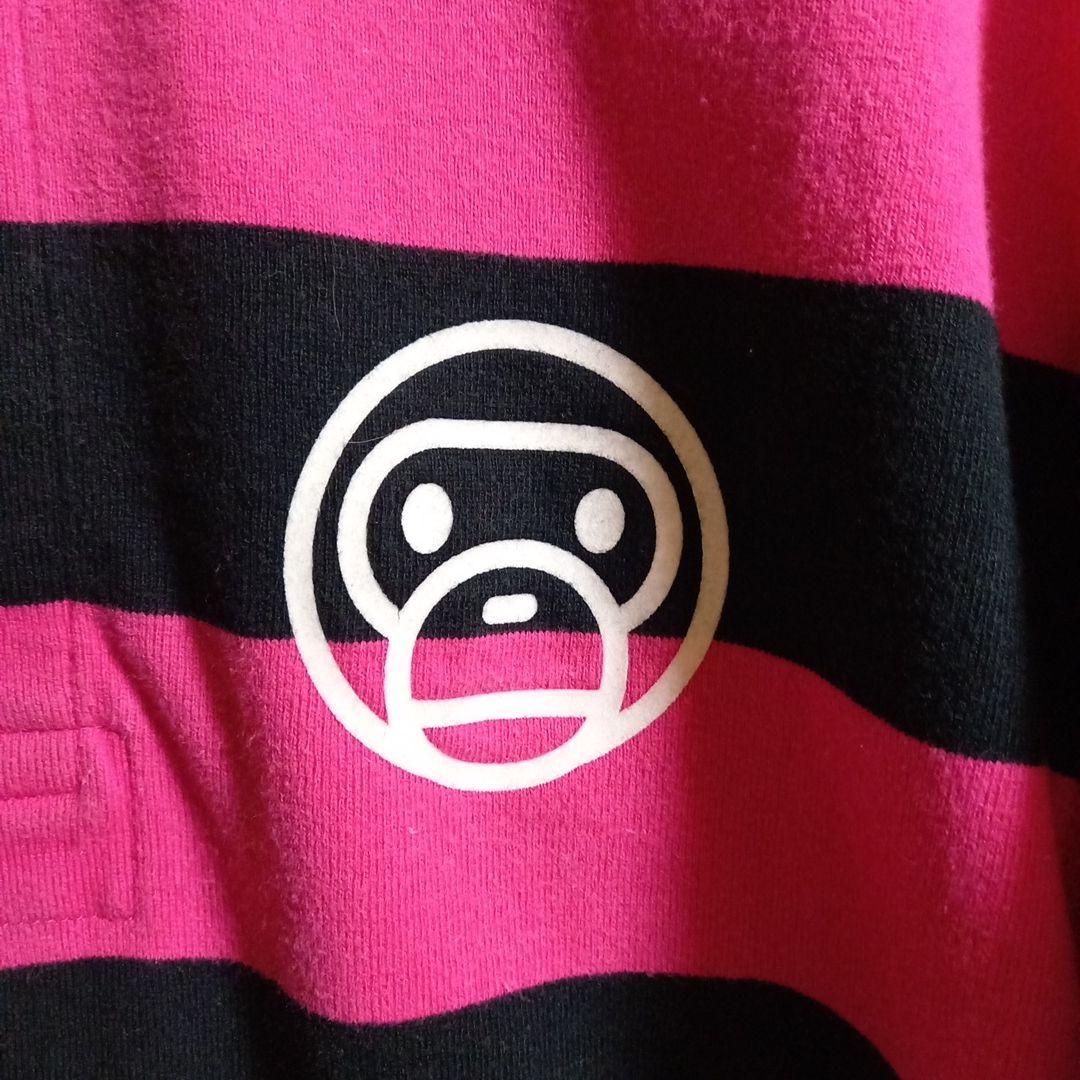 BABY MILOラガーシャツ M ピンクと黒のストライプ