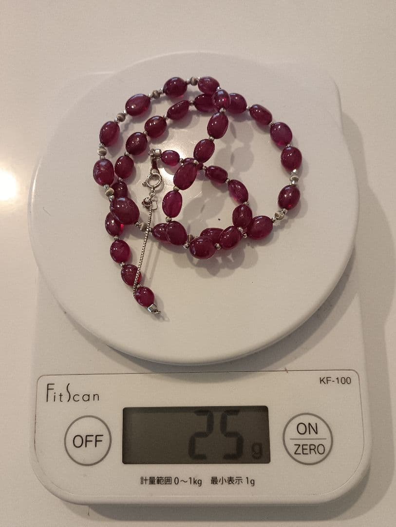 森　K18WG赤紫色オーバルビーズネックレス