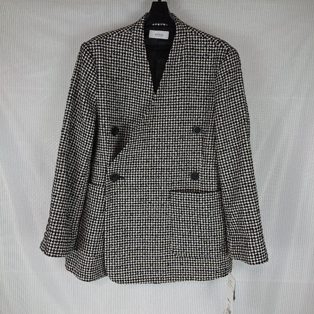 a907 emmi/エミ ノーカラーダブルジャケットコート 未使用 S