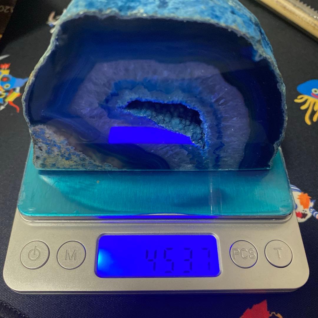 【一点物】ブルーアゲート 瑪瑙 ジオード 原石スライス｜深海ブルー 天然石