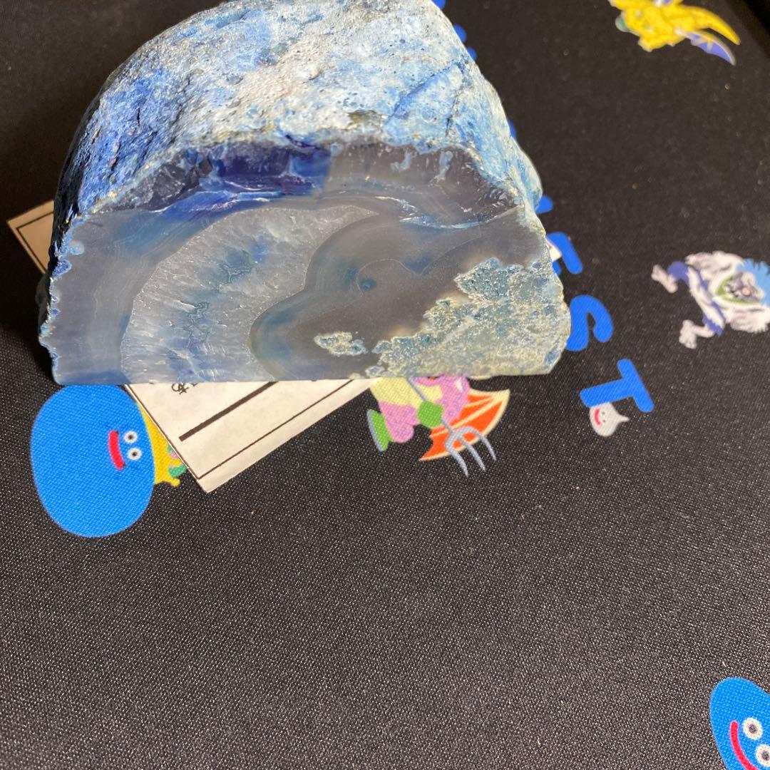 【一点物】ブルーアゲート 瑪瑙 ジオード 原石スライス｜深海ブルー 天然石