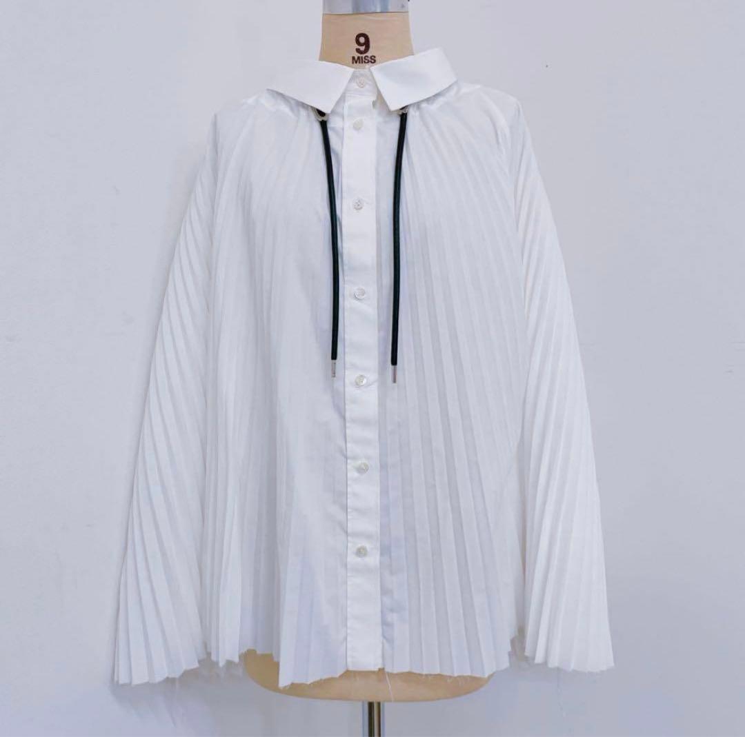 9DM17 sacai サカイ 長袖シャツ プリーツ 19-04805 ホワイト