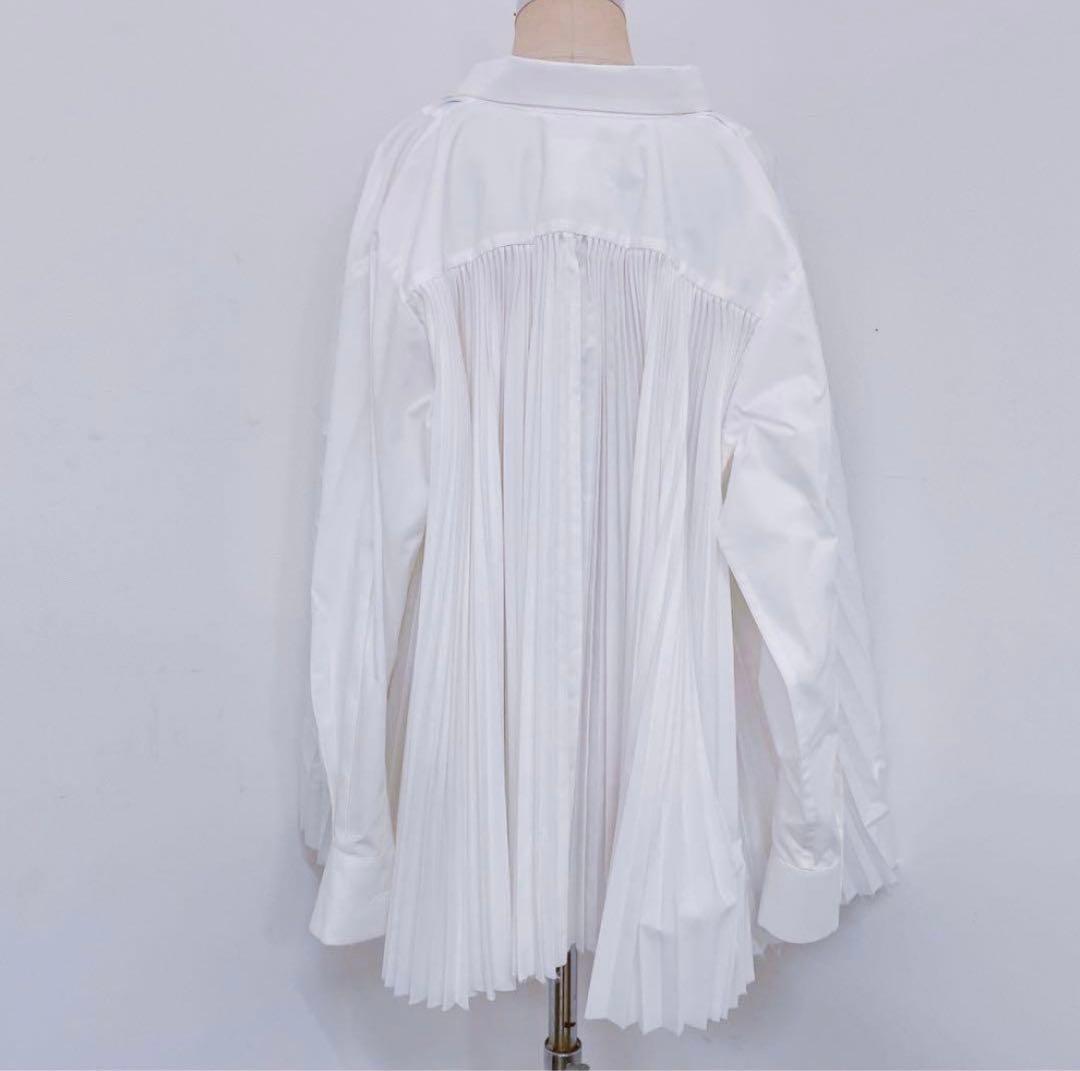 9DM17 sacai サカイ 長袖シャツ プリーツ 19-04805 ホワイト