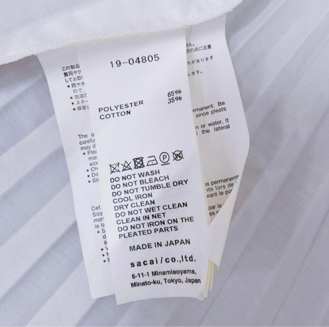 9DM17 sacai サカイ 長袖シャツ プリーツ 19-04805 ホワイト