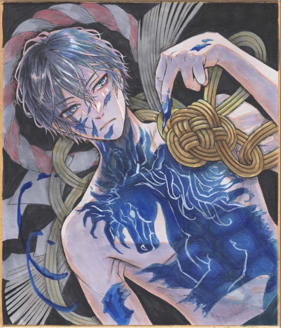 m*a様 中色紙 手描き イラスト オリジナル アナログ 色紙 男の子