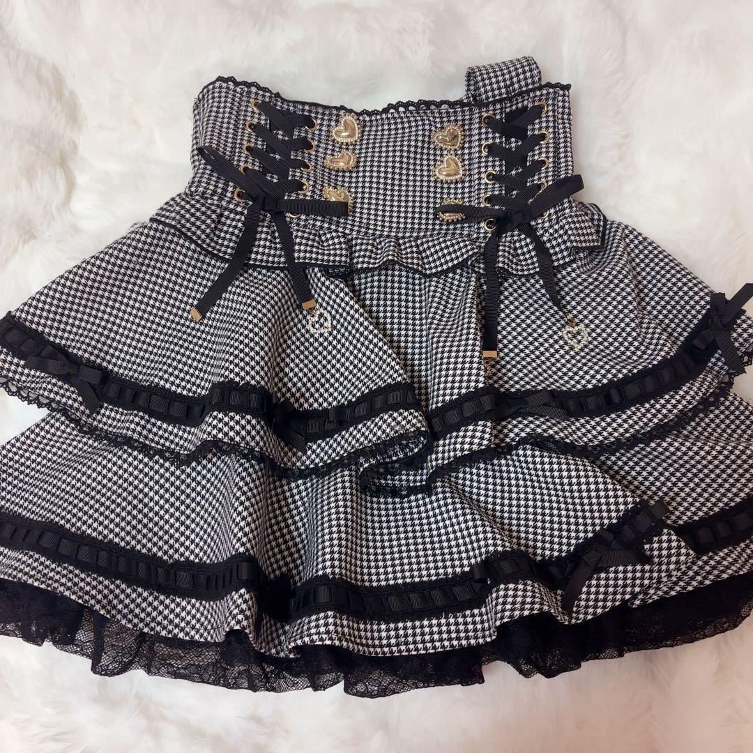 LIZLISA リズリサ スカート 千鳥柄 サスペンダー付き