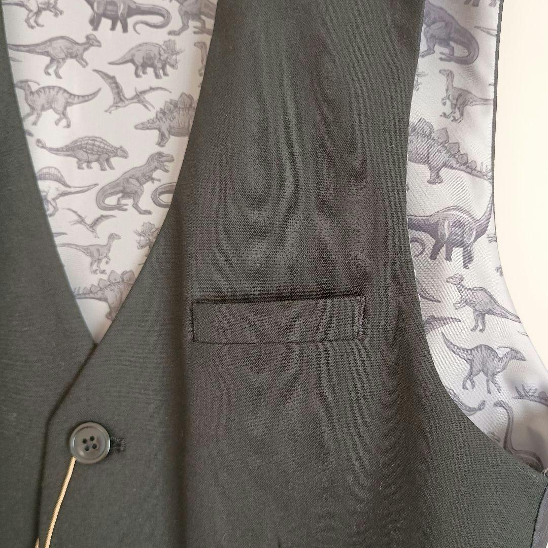 新品　NEXT　男の子　黒　ブラック　スーツ　ベスト　ジャケット　パンツ　152