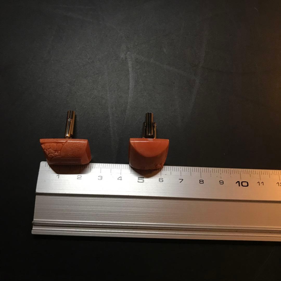 珊瑚玉スクエア型カフリンクス