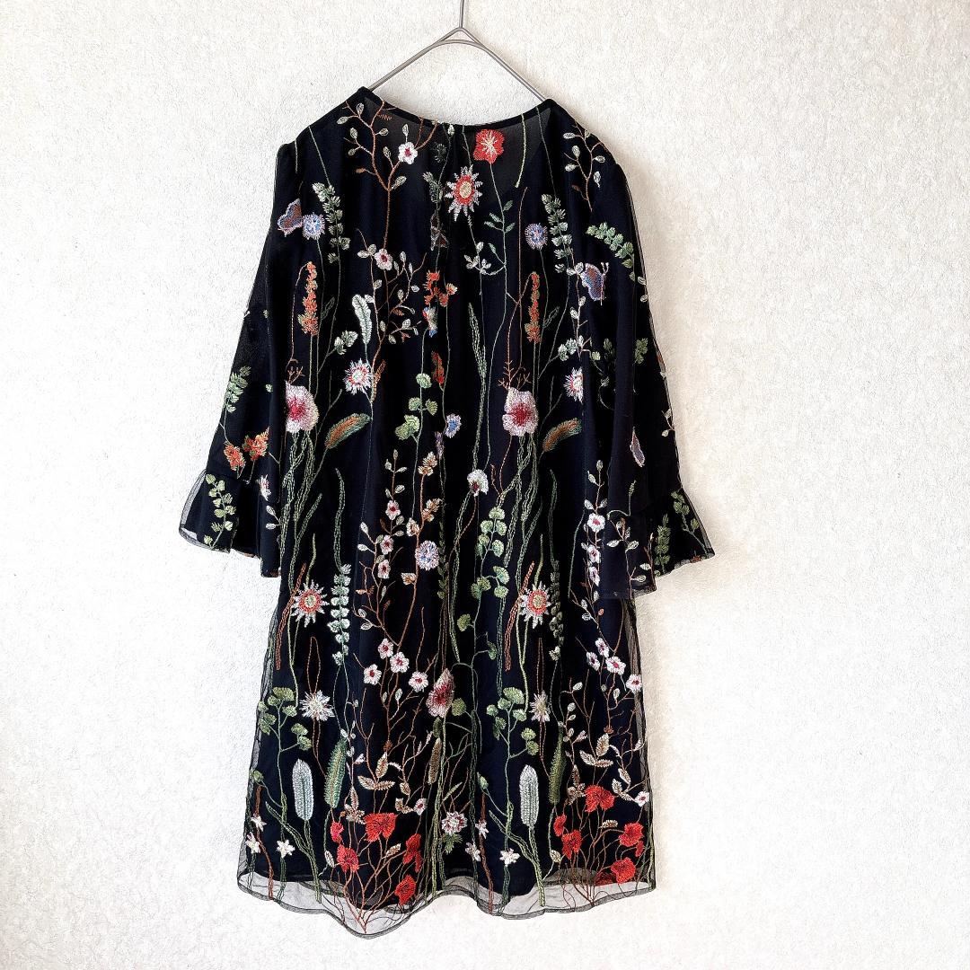 美品⭐️AUSTIN REED 総フラワー刺繍シアーワンピース 羽織 38