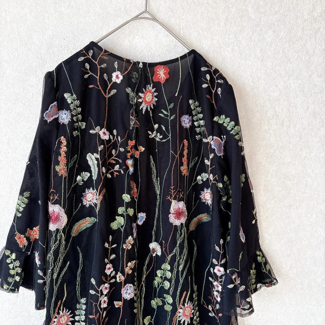 美品⭐️AUSTIN REED 総フラワー刺繍シアーワンピース 羽織 38