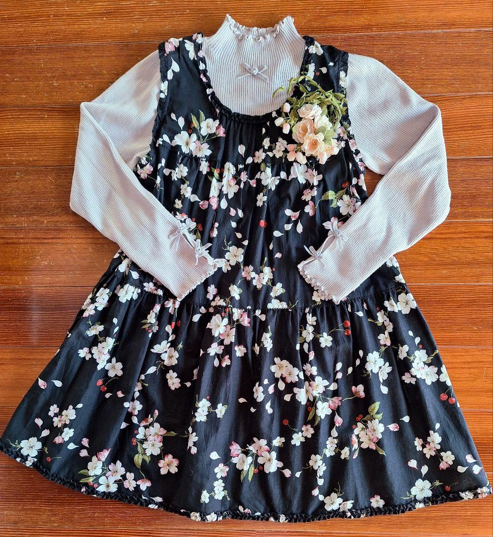 ピンクハウス　桜とチェリー柄チュニック　クロ