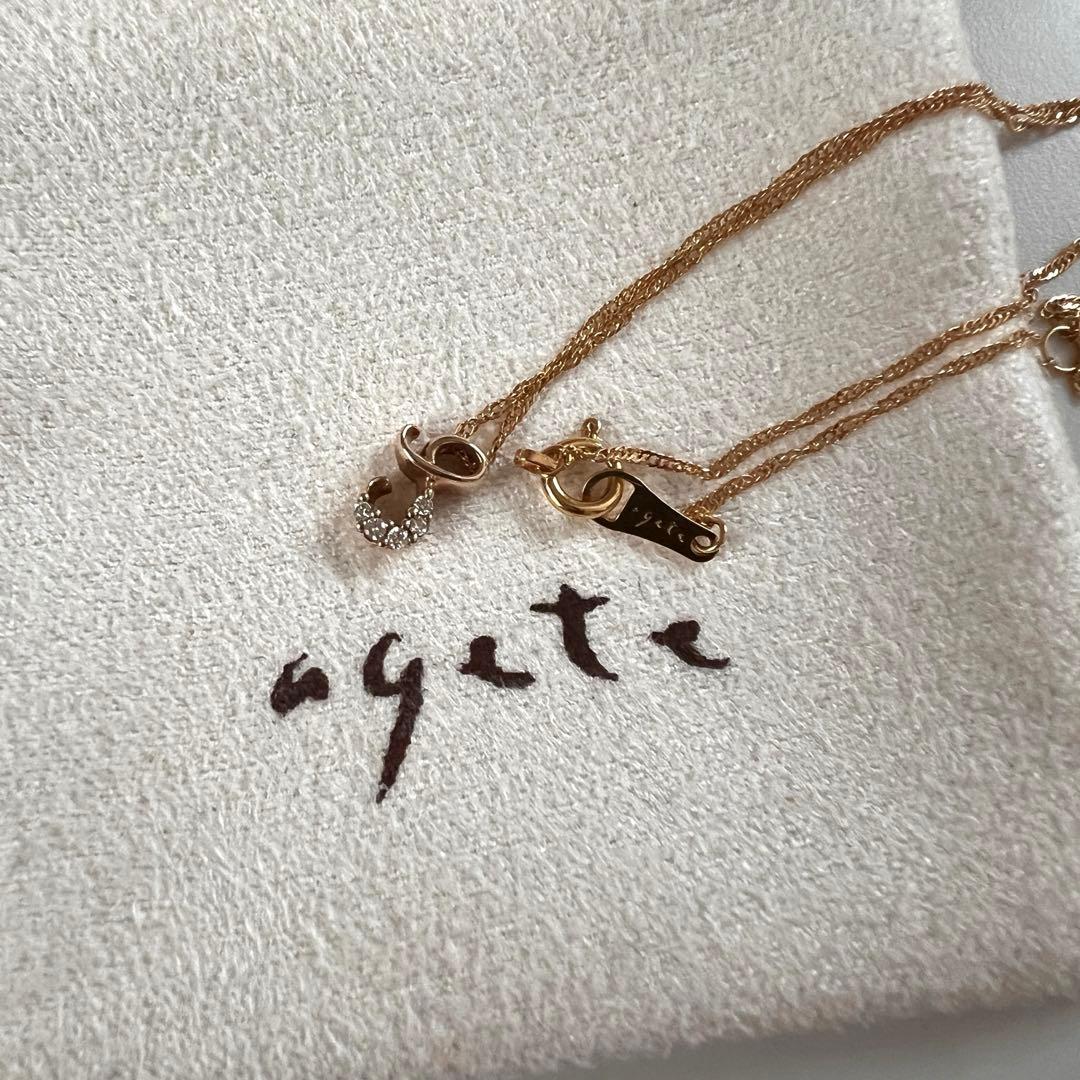 agateアガット　K18&10YG 天然ダイヤ&イニシャルネックレス 「S」