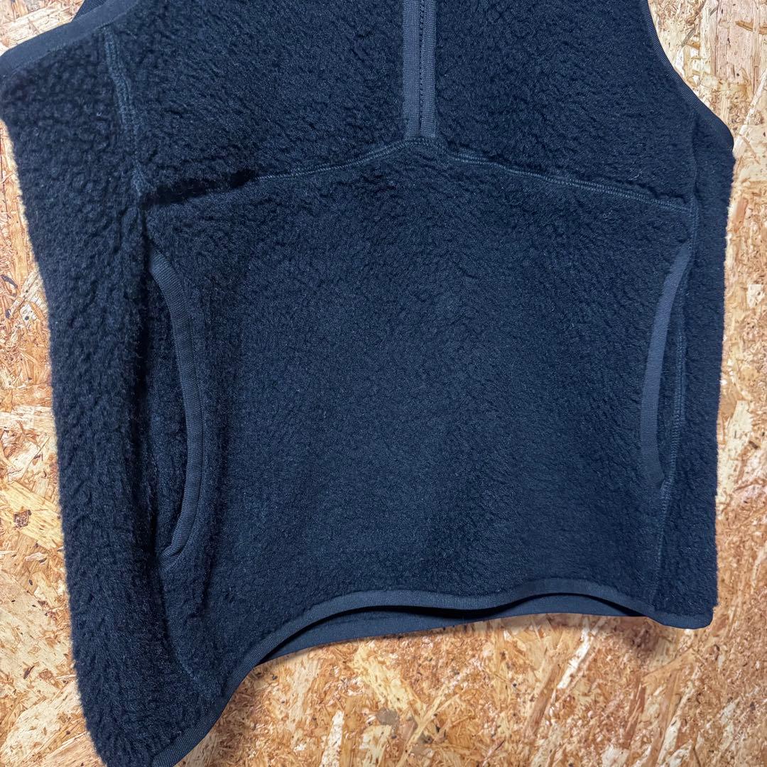  peak ウールフリースベスト 羊毛 ハーフジップ ブラック M