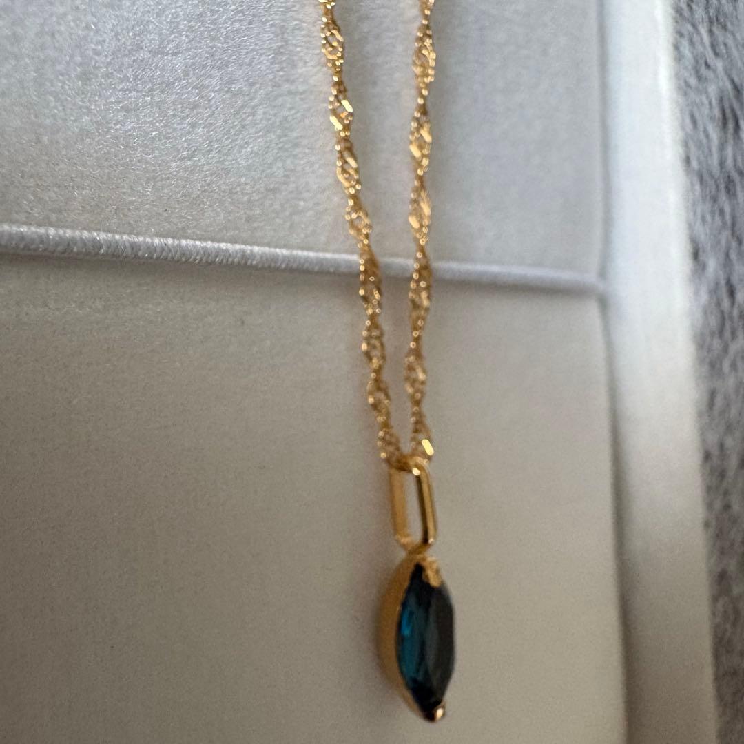 K18 ロンドンブルートパーズ　4×8マーキスペンダントトップ0.27g