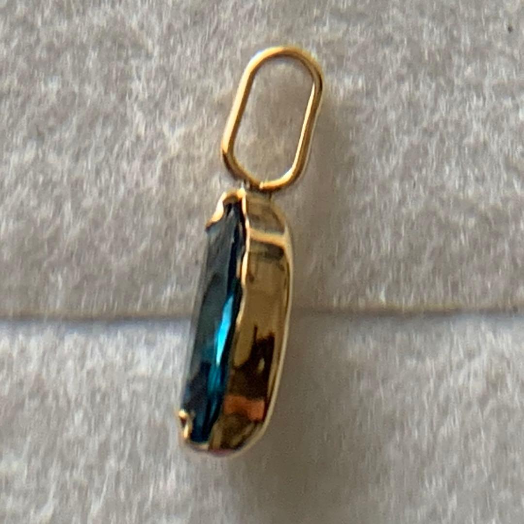 K18 ロンドンブルートパーズ　4×8マーキスペンダントトップ0.27g