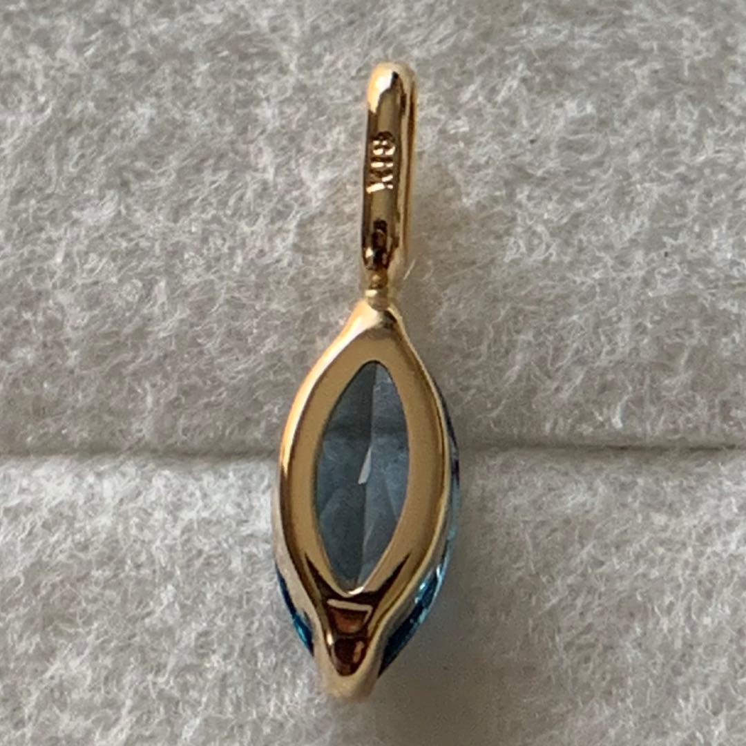 K18 ロンドンブルートパーズ　4×8マーキスペンダントトップ0.27g