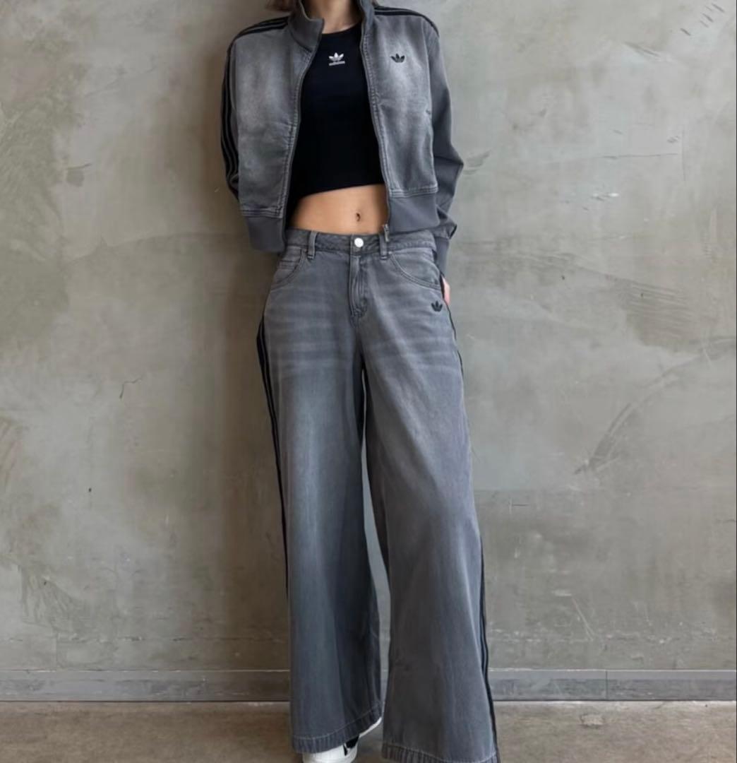 adidas アディカラーデニムトラックトップ グレー XLサイズ《完売品》⭐️