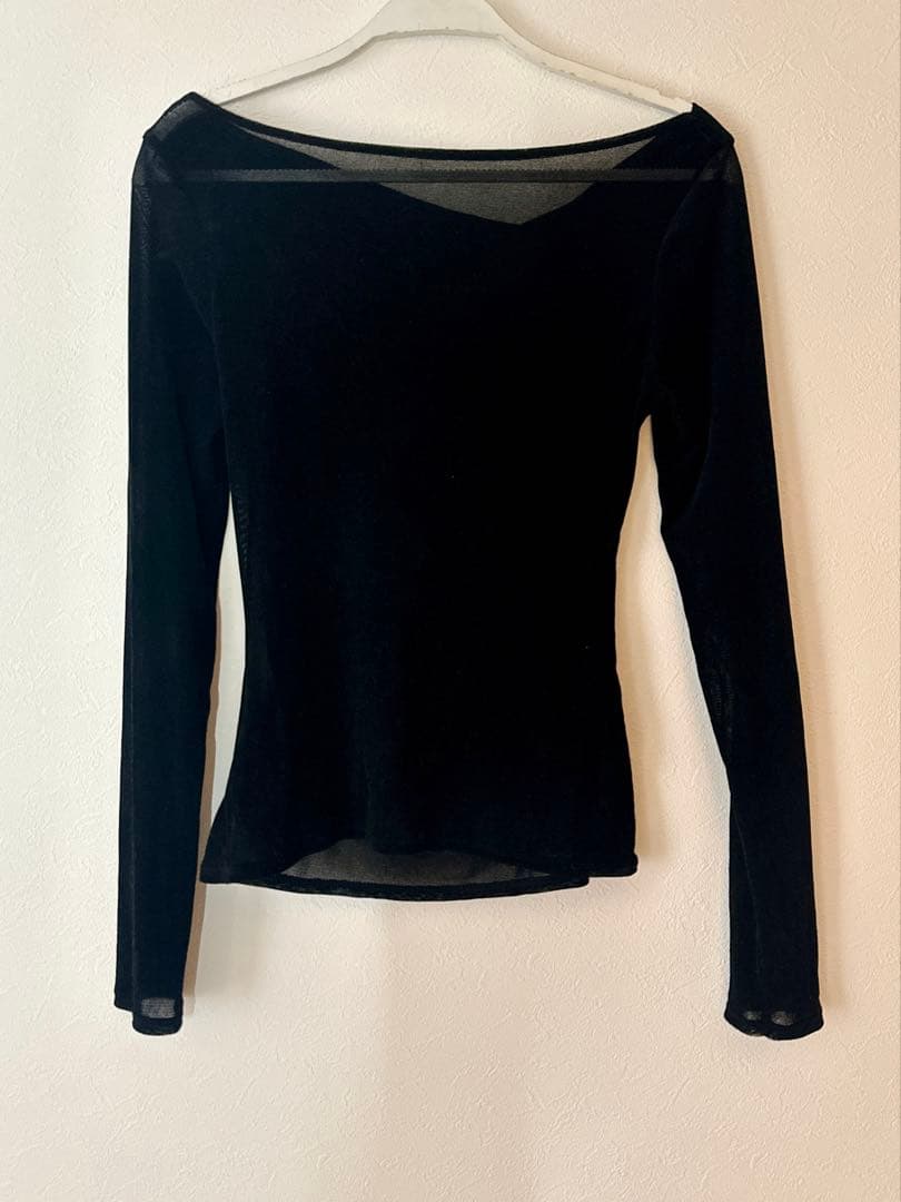 FRAY I.D デコルテタックフロッキーチュールトップス　ブラック　黒