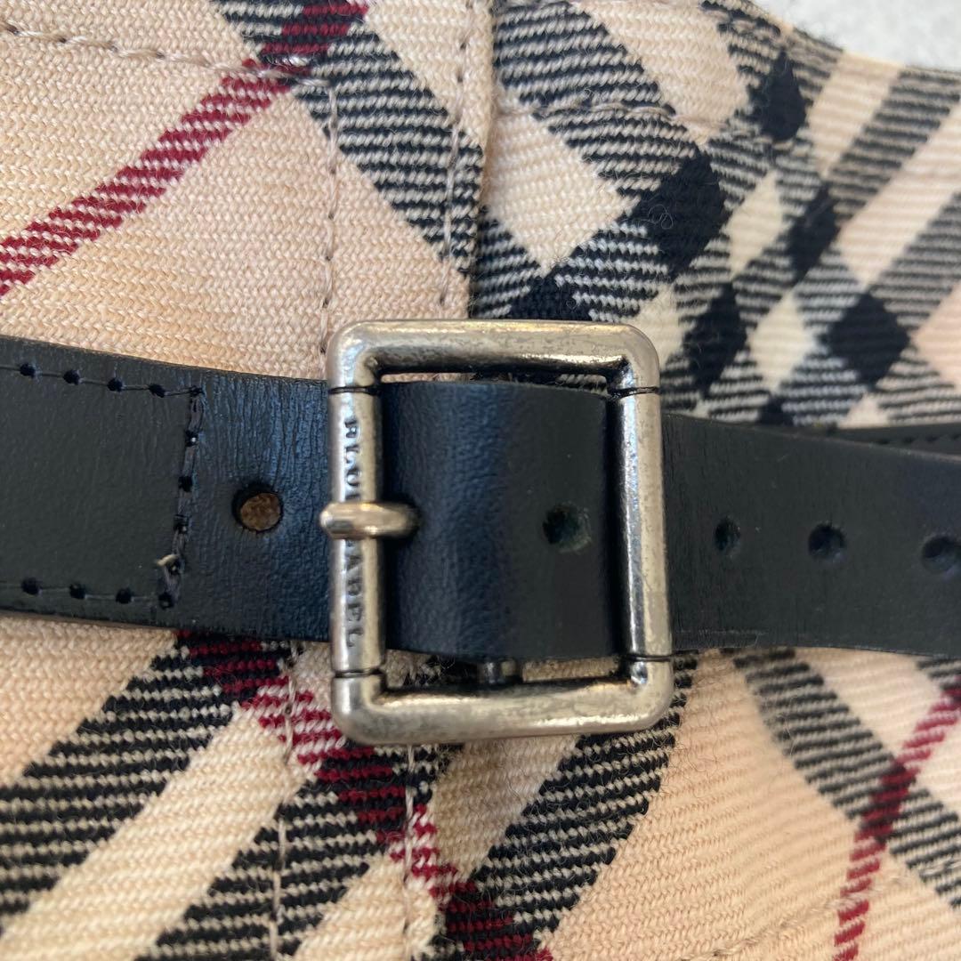 バーバリーブルーレーベル　プリーツスカート　ノバチェック　ベルト　フリンジ　38