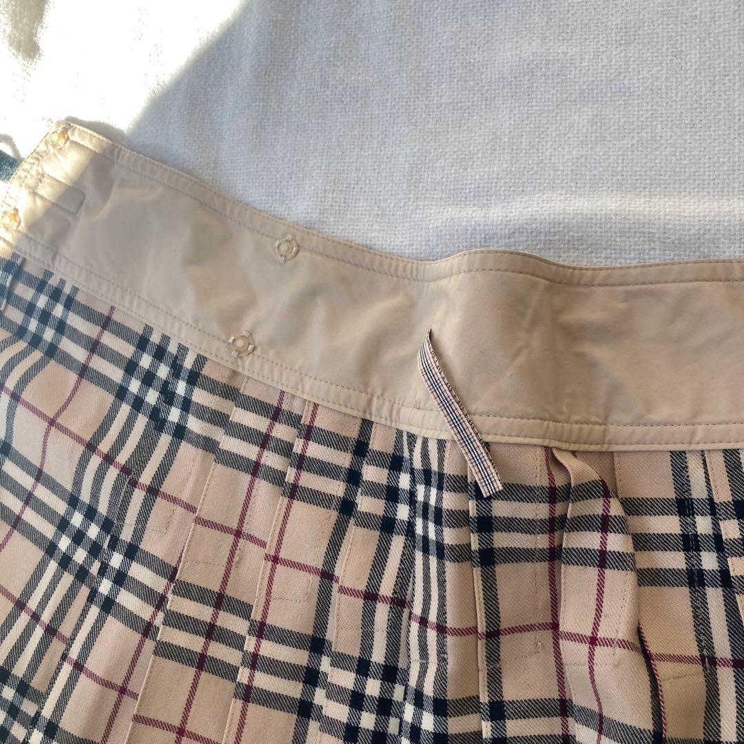 バーバリーブルーレーベル　プリーツスカート　ノバチェック　ベルト　フリンジ　38