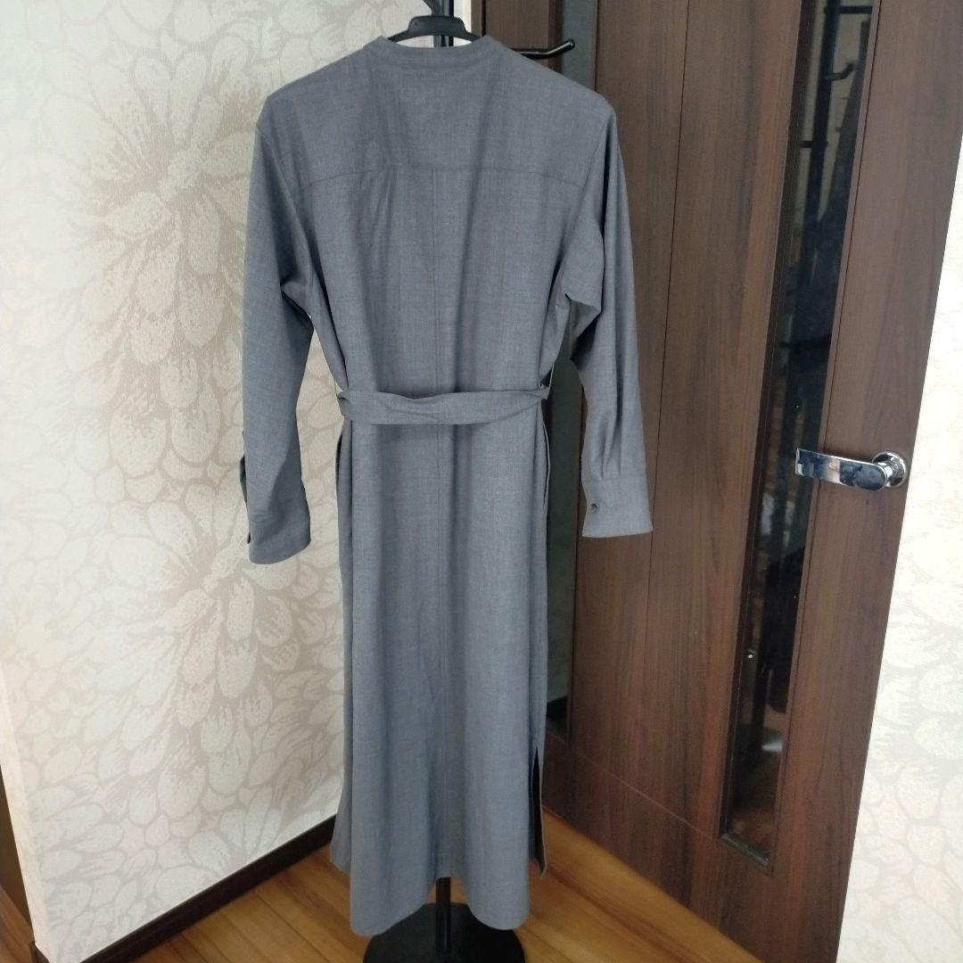 23区 ウールストレッチツイル シャツワンピース グレー