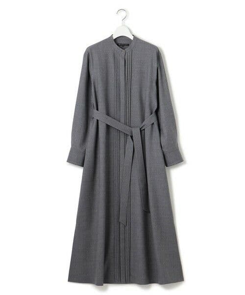 23区 ウールストレッチツイル シャツワンピース グレー