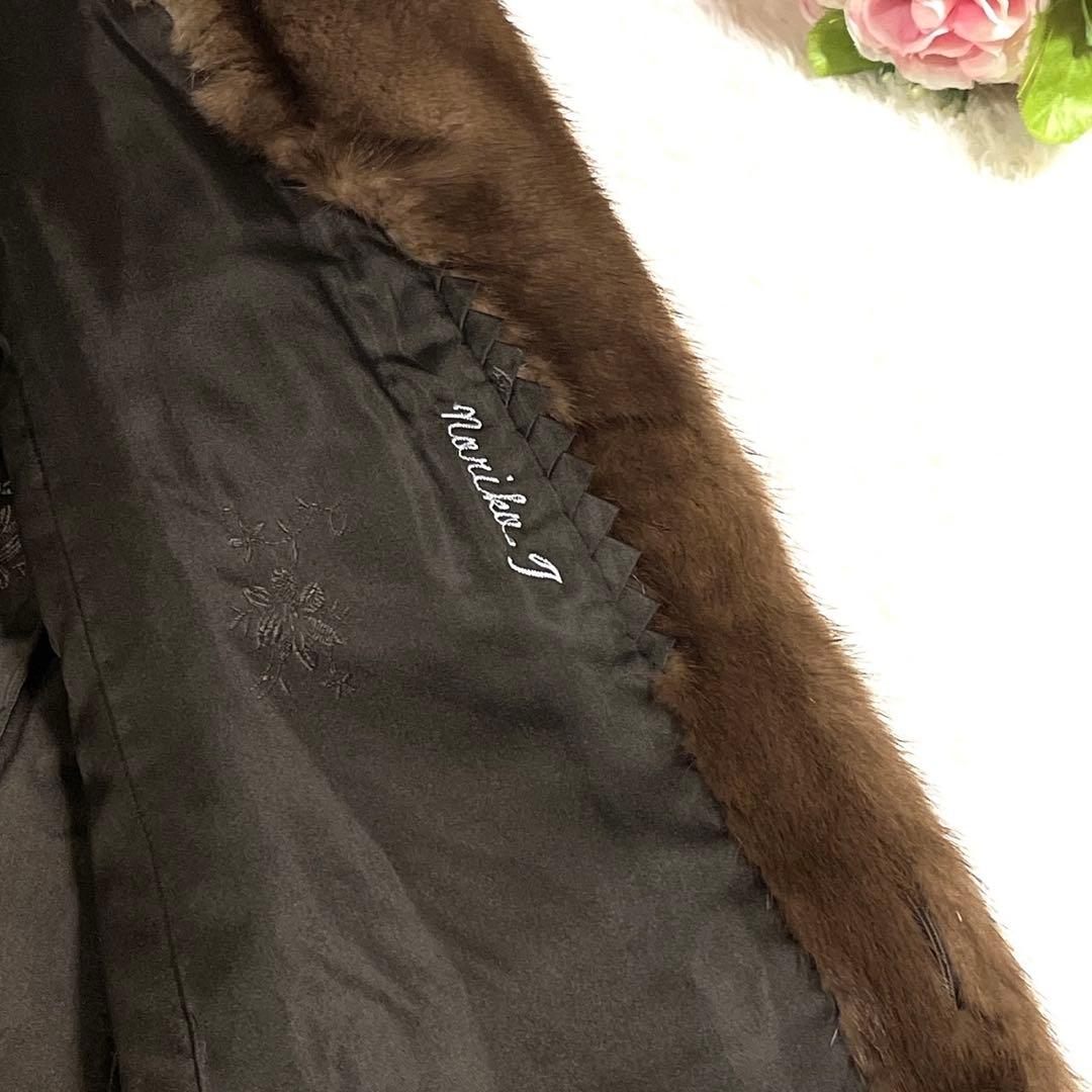 着丈113cm デミバフミンク ロング ファーコート 本毛皮 ブラウン M〜L