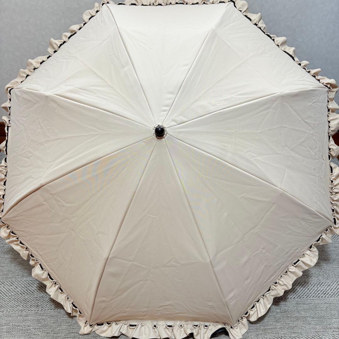 芦屋ロサブラン　折りたたみ日傘　フリル　遮光遮熱UVカット