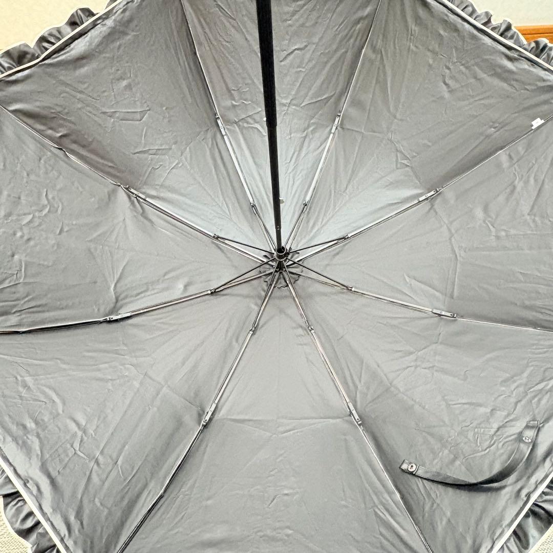 芦屋ロサブラン　折りたたみ日傘　フリル　遮光遮熱UVカット