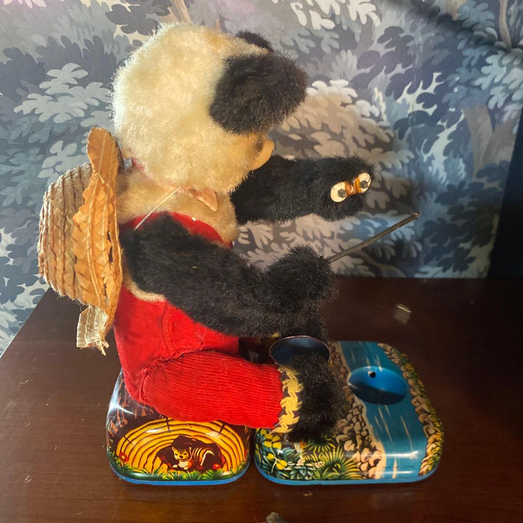 希少　アルプス商事　当時物　釣りをするパンダ　ブリキオモチャ