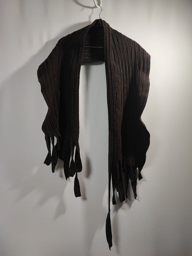 アイザックセラム ストール マフラー ウール ダメージ加工 カシミヤ フリンジ